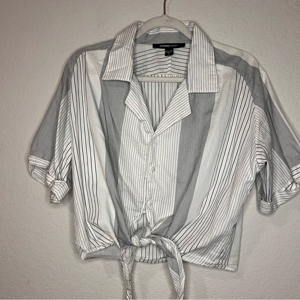 Fifteen Twenty Striped Tie-Front Button down Shirt
